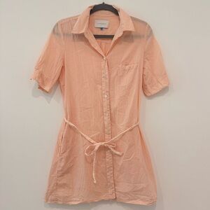 Solid and Striped Linen Belted Shirt Dress